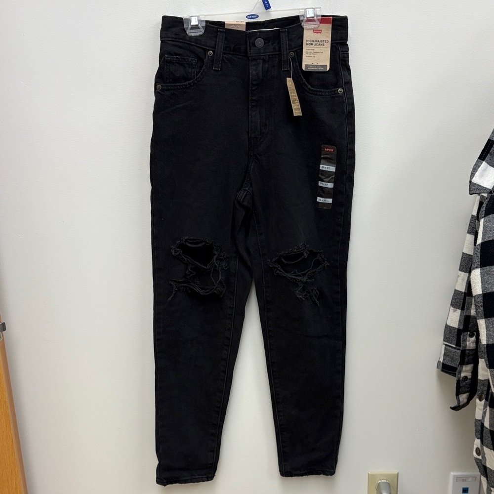 Levi's Black High Waisted Mom Ripped Knee Jeans